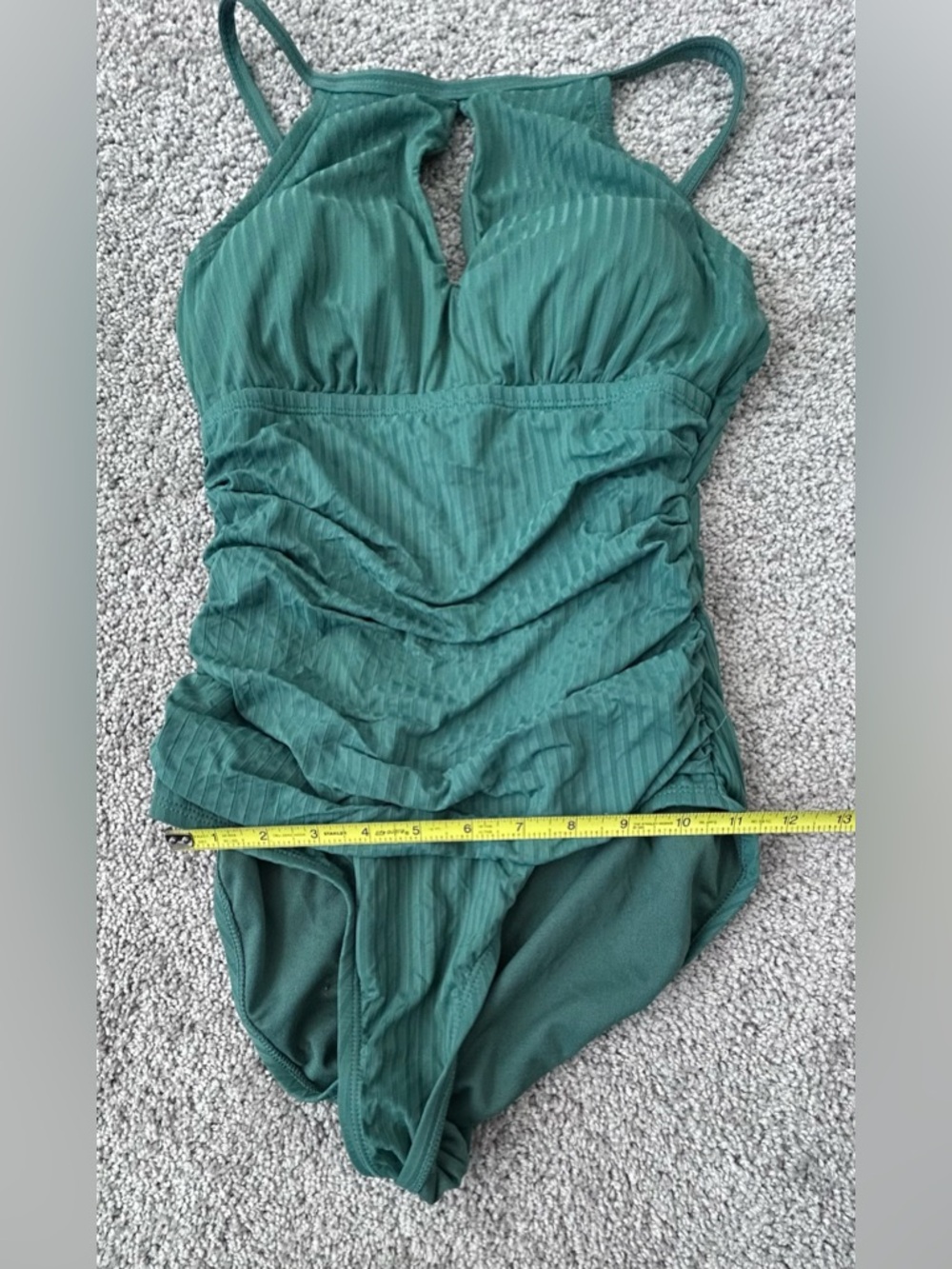 Ellen Tracy, Green Ribbed One-Piece Swimsuit, Women’s, Size 8 - Picture 5 of 8